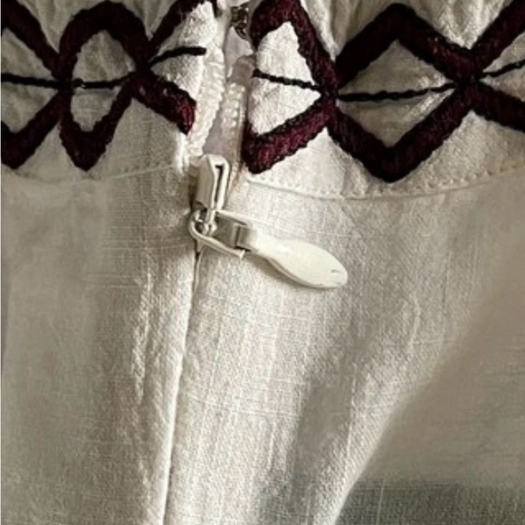 Suno White Embroidered Tunic Dress Boho Cottagecore Floral Appliqué Size 6 - Picture 10 of 14